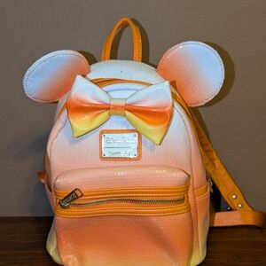Disney Loungefly Orange and White Mini Backpack with Bow